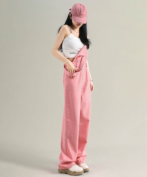 aimoha（アイモハ）の「ワイドシルエットデニムサロペット（サロペット/オーバーオール・レディース・ピンク/ブラック/ネイビー・LARGE/MEDIUM/SMALL/X-SMALL）」の21枚目の写真