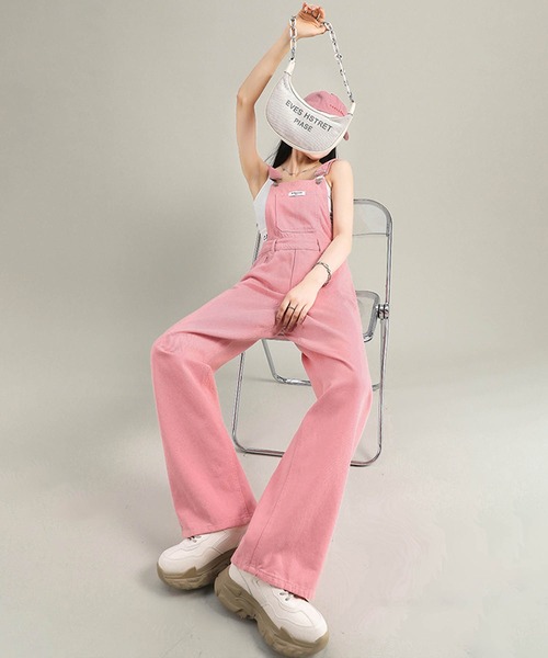 aimoha（アイモハ）の「ワイドシルエットデニムサロペット（サロペット/オーバーオール・レディース・ピンク/ブラック/ネイビー・LARGE/MEDIUM/SMALL/X-SMALL）」の18枚目の写真