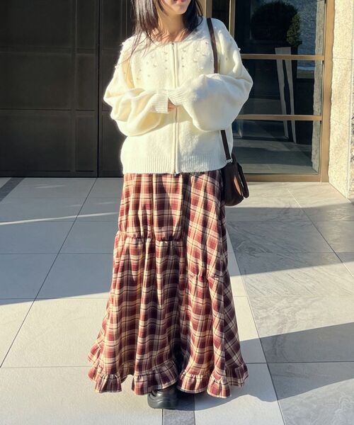 RETRO GIRL（レトロガール）の「ビジューZIPカーデ（カーディガン/ボレロ・レディース・ナチュラル/ライトグレー/ブラック・FREE）」の14枚目の写真