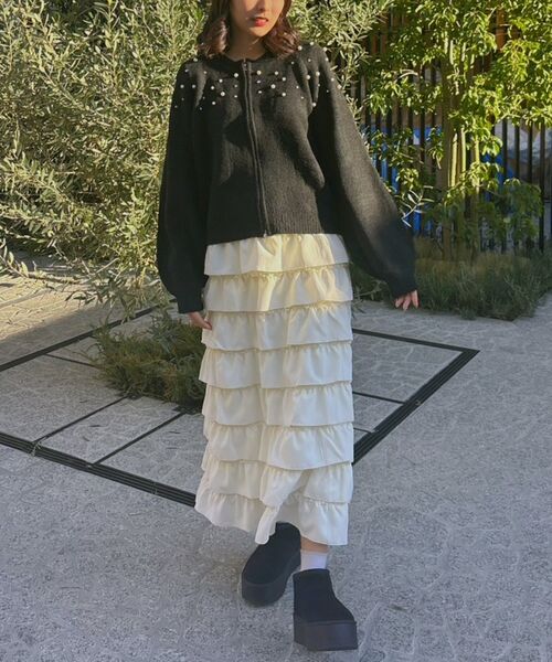 RETRO GIRL（レトロガール）の「ビジューZIPカーデ（カーディガン/ボレロ・レディース・ナチュラル/ライトグレー/ブラック・FREE）」の20枚目の写真