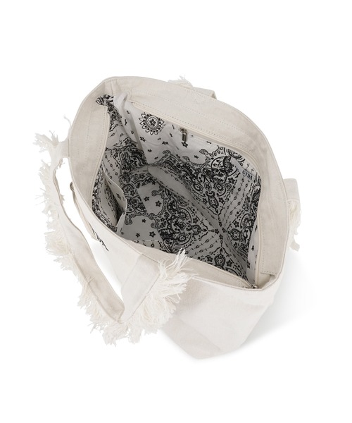 GYDA（ジェイダ）の「GYDA(ジェイダ) A4対応 ミニポーチ付きフリンジハンドルトートバッグ GY-B311（トートバッグ・レディース・アイボリー/ライトブルー/ブラック・FREE）」の8枚目の写真