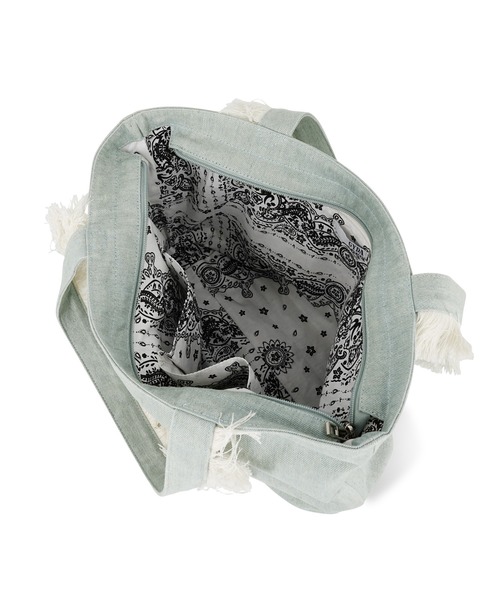 GYDA（ジェイダ）の「GYDA(ジェイダ) A4対応 ミニポーチ付きフリンジハンドルトートバッグ GY-B311（トートバッグ・レディース・アイボリー/ライトブルー/ブラック・FREE）」の22枚目の写真