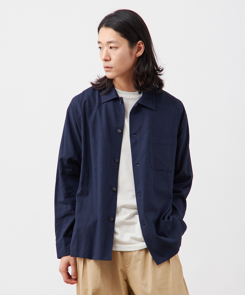 B.C STOCK（ベーセーストック）の「【European Flax / ヨーロピアンフラックス】リネンレーヨン フレンチフロントシャツ（シャツ/ブラウス・メンズ・ホワイト/ブラウン/ネイビー/ライトブルー・LARGE/MEDIUM）」の4枚目の写真