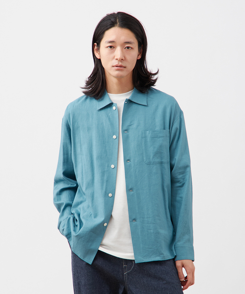 B.C STOCK（ベーセーストック）の「【European Flax / ヨーロピアンフラックス】リネンレーヨン フレンチフロントシャツ（シャツ/ブラウス・メンズ・ホワイト/ブラウン/ネイビー/ライトブルー・LARGE/MEDIUM）」の3枚目の写真