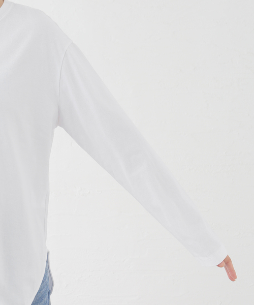 FRAMeWORK(フレームワーク)の「≪追加≫コットン天竺ラウンドヘム4(Tシャツ/カットソー・レディース・ホワイト/スミクロ・FREE)」の21枚目の写真