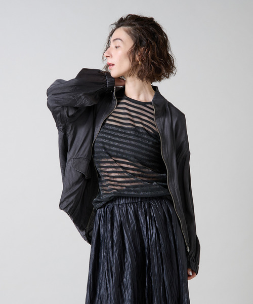 Liesse（リエス）の「サテンジップブルゾン（その他アウター・レディース・チャコールグレー/ベージュ・FREE）」の8枚目の写真