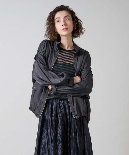 Liesse（リエス）の「サテンジップブルゾン（その他アウター・レディース・チャコールグレー/ベージュ・FREE）」の9枚目の写真