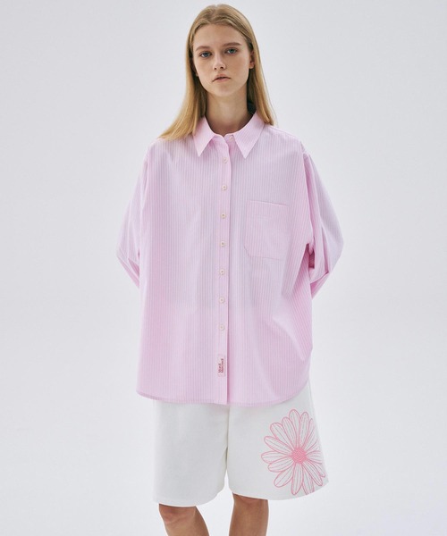 ★MARDI MERCREDI★OVERSIZED SWEAT BERMUDA FLOWER OVERSIZED SWEAT BERMUDA FLOWER_OATMEAL TAUPE - MARDI MERCREDI