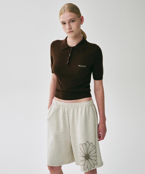 Mardi Mercredi(マルディメクルディ)の「OVERSIZED SWEAT BERMUDA FLOWER / オーバーサイズ スウェット バミューダ フラワー(スウェットパンツ・レディース・オートミール/ブラック/ネイビー/ホワイト×ピンク/グレー・FREE)」の21枚目の写真