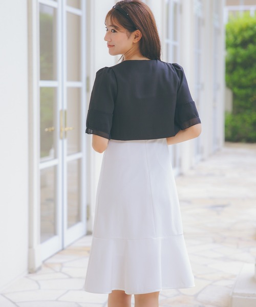 セール】半袖パフスリーブショート丈ボレロカーディガン（カーディガン