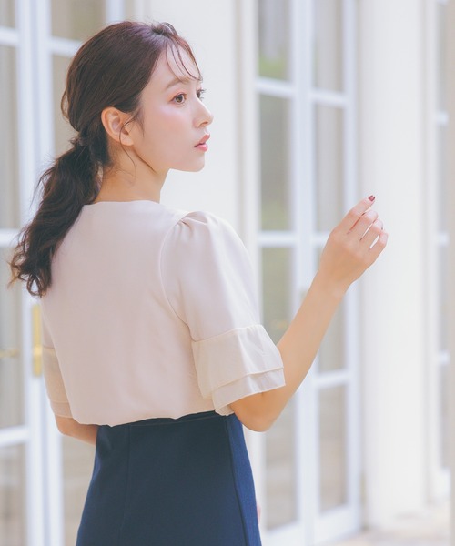 半袖パフスリーブショート丈ボレロカーディガン（カーディガン