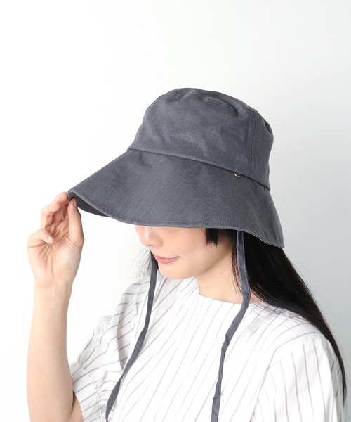 Three Four Time（ｽﾘｰﾌｫｰﾀｲﾑ）の「UVケアアジャスター付きグレースHAT（ハット・レディース・ネイビー/グレー/ライトベージュ・FREE）」の2枚目の写真