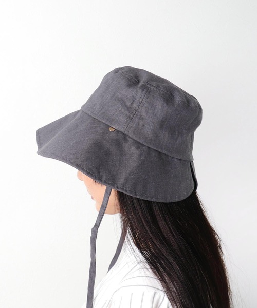 Three Four Time（ｽﾘｰﾌｫｰﾀｲﾑ）の「UVケアアジャスター付きグレースHAT（ハット・レディース・ネイビー/グレー/ライトベージュ・FREE）」の4枚目の写真