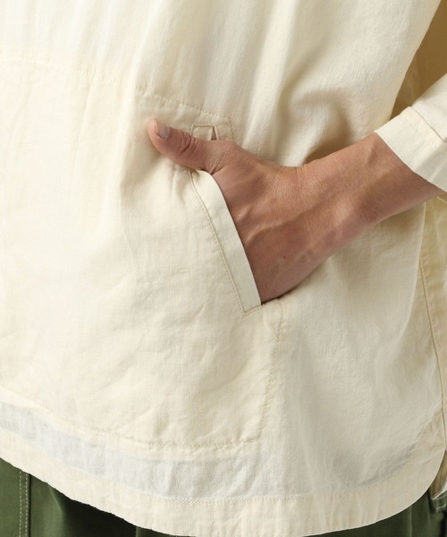 BAYFLOW(ベイフロー)の「リネンキーネック7分袖シャツプルオーバー(シャツ/ブラウス・メンズ・チャコールグレー/オフホワイト/カーキ・MEDIUM/LARGE)」の13枚目の写真