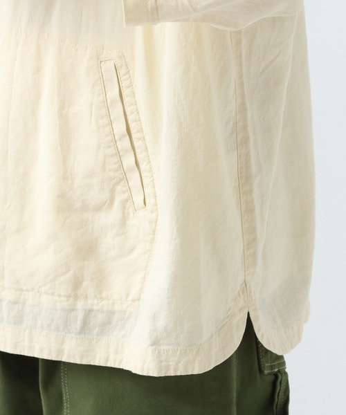 BAYFLOW(ベイフロー)の「リネンキーネック7分袖シャツプルオーバー(シャツ/ブラウス・メンズ・チャコールグレー/オフホワイト/カーキ・MEDIUM/LARGE)」の14枚目の写真