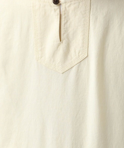 BAYFLOW(ベイフロー)の「リネンキーネック7分袖シャツプルオーバー(シャツ/ブラウス・メンズ・チャコールグレー/オフホワイト/カーキ・MEDIUM/LARGE)」の15枚目の写真