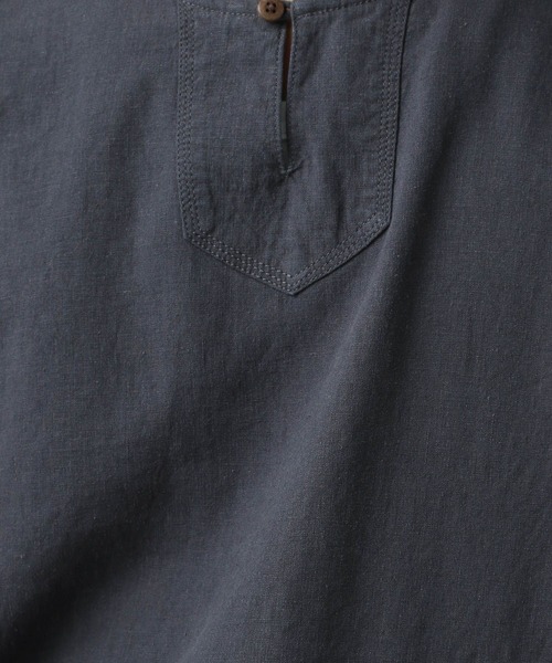 BAYFLOW(ベイフロー)の「リネンキーネック7分袖シャツプルオーバー(シャツ/ブラウス・メンズ・チャコールグレー/オフホワイト/カーキ・MEDIUM/LARGE)」の16枚目の写真