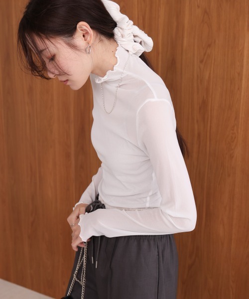 Bab（バブ）の「シアーハイネックメロートップス（Tシャツ/カットソー・レディース・ホワイト系その他/ライトブルー/オフホワイト/チャコールグレー・FREE）」の10枚目の写真