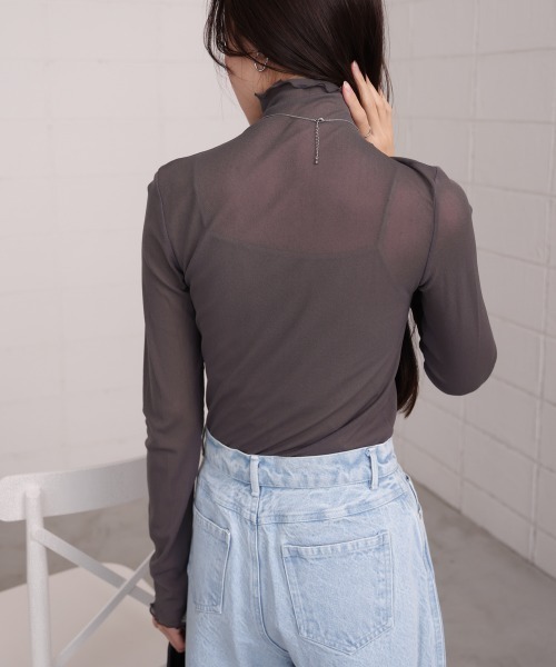 Bab（バブ）の「シアーハイネックメロートップス（Tシャツ/カットソー・レディース・ホワイト系その他/ライトブルー/オフホワイト/チャコールグレー・FREE）」の16枚目の写真
