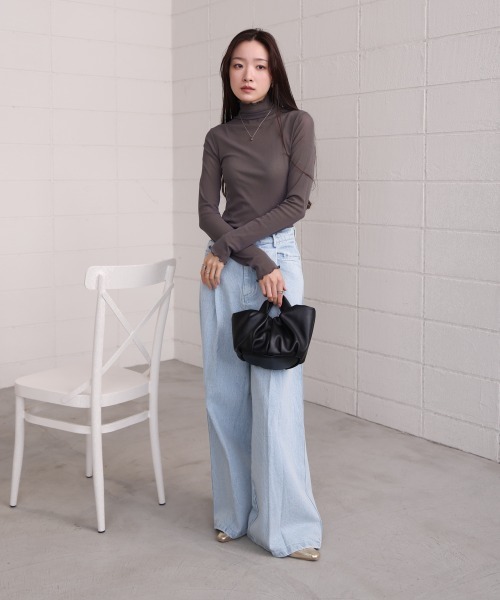 Bab（バブ）の「シアーハイネックメロートップス（Tシャツ/カットソー・レディース・ホワイト系その他/ライトブルー/オフホワイト/チャコールグレー・FREE）」の18枚目の写真