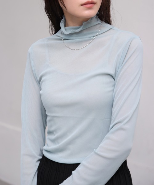 Bab（バブ）の「シアーハイネックメロートップス（Tシャツ/カットソー・レディース・ホワイト系その他/ライトブルー/オフホワイト/チャコールグレー・FREE）」の19枚目の写真