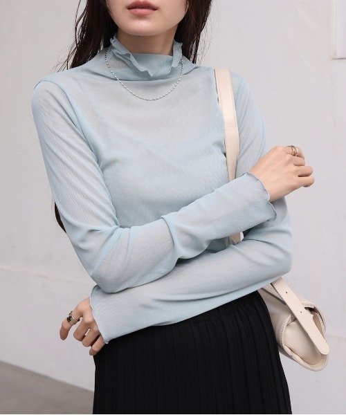 Bab（バブ）の「シアーハイネックメロートップス（Tシャツ/カットソー・レディース・ホワイト系その他/ライトブルー/オフホワイト/チャコールグレー・FREE）」の21枚目の写真