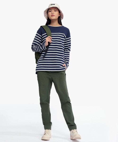 AIGLE(エーグル)の「マリンストライプ ロングスリーブボーダーTシャツ RP 長袖Tシャツ(Tシャツ/カットソー・レディース・ホワイト/ダークブルー・S/M/L/XS)」の5枚目の写真