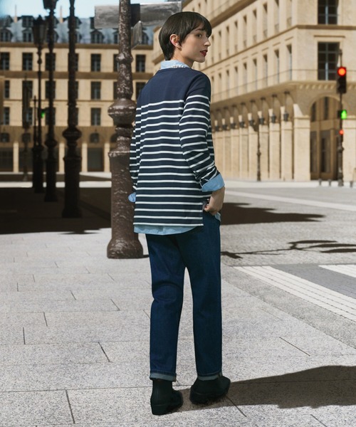 AIGLE(エーグル)の「マリンストライプ ロングスリーブボーダーTシャツ RP 長袖Tシャツ(Tシャツ/カットソー・レディース・ホワイト/ダークブルー・S/M/L/XS)」の11枚目の写真