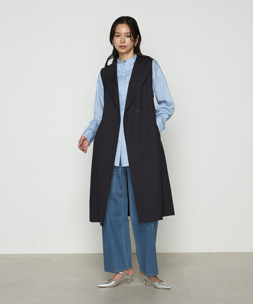 K.T KIYOKO TAKASE（キヨコタカセ）の「コットンダブルクロスストレッチ ロングジレ（ベスト・レディース・グレー/ネイビー/チャコール・FREE）」の3枚目の写真