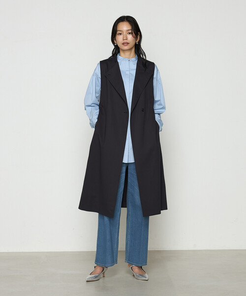 K.T KIYOKO TAKASE（キヨコタカセ）の「コットンダブルクロスストレッチ ロングジレ（ベスト・レディース・グレー/ネイビー/チャコール・FREE）」の7枚目の写真