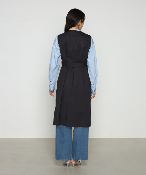 ベスト ジレ コットンダブルクロスストレッチ ロングジレ レディース K.T KIYOKO TAKASE ベスト ジレ コットンダブルクロスストレッチ