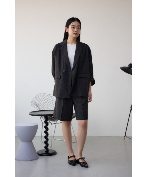 AZUL by moussy（アズールバイマウジー）の「ポリエステルリネンミックスハーフパンツ（スラックス・レディース・ライトブラック/ライトベージュ・SMALL/MEDIUM）」の4枚目の写真