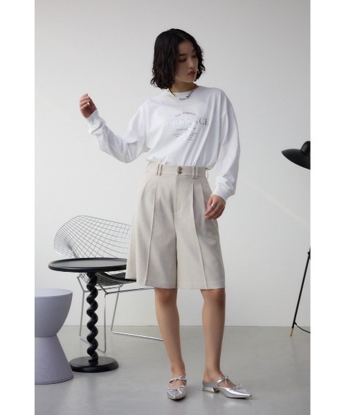 AZUL by moussy（アズールバイマウジー）の「ポリエステルリネンミックスハーフパンツ（スラックス・レディース・ライトブラック/ライトベージュ・SMALL/MEDIUM）」の14枚目の写真
