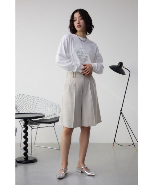 AZUL by moussy（アズールバイマウジー）の「ポリエステルリネンミックスハーフパンツ（スラックス・レディース・ライトブラック/ライトベージュ・SMALL/MEDIUM）」の15枚目の写真