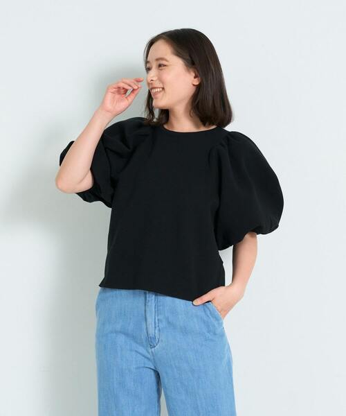 ADIEU TRISTESSE（アデュートリステス）の「COTTON SURF　ミラノリブパフP/O（ニット/セーター・レディース・ブラック/グレイッシュベージュ・FREE）」の2枚目の写真