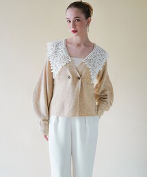 STUDIOUS | 【ACKA/エーシーケーエー】lace collar knit cardigan/レースカラーニットカーディガン(カーディガン/ボレロ)