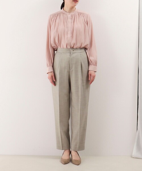 NOLLEY'S LIGHT(ノーリーズライト)の「《セットアップ対応》TRシャンブレーワンタックテーパードパンツ(その他パンツ・レディース・ブラック系その他3/ベージュ系その他3・38/36)」の3枚目の写真