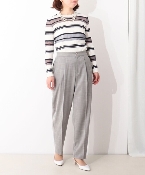 NOLLEY'S LIGHT(ノーリーズライト)の「《セットアップ対応》TRシャンブレーワンタックテーパードパンツ(その他パンツ・レディース・ブラック系その他3/ベージュ系その他3・38/36)」の6枚目の写真