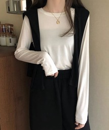 シンプル無地長袖カットソー