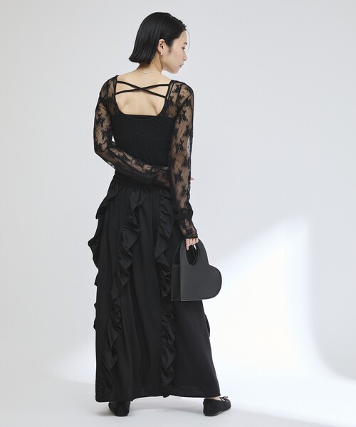 Firsthand(ファーストハンド)の「Firsthand/ファーストハンド イージー プリントフリルギャザーマキシスカート / 柄切り替えデザイン(スカート・レディース・ドット/ブラック/その他・FREE)」の11枚目の写真