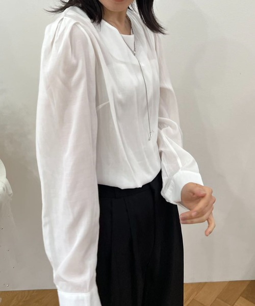 mebole(メボレ)の「ノーカラーシアーブラウス(シャツ/ブラウス・レディース・ピンク/グリーン/ホワイト・FREE)」の10枚目の写真