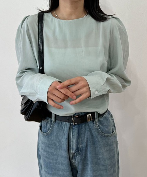mebole(メボレ)の「ノーカラーシアーブラウス(シャツ/ブラウス・レディース・ピンク/グリーン/ホワイト・FREE)」の20枚目の写真