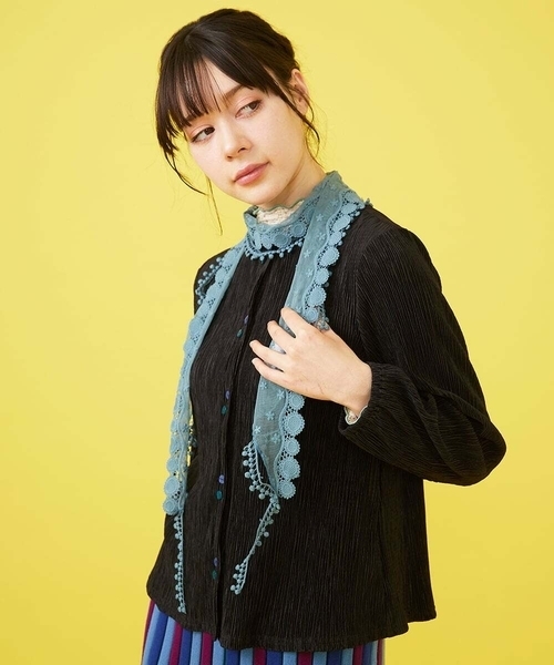 箱入り naturalbasic レース 刺繍入りストール 巻くだけで春気分】レース柄刺繍ストール（2002505016