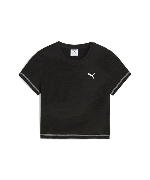 PUMA(プーマ)の「PUMA プーマ ウィメンズ デア トゥ テクスチャード ベビー 半袖 Tシャツ(Tシャツ/カットソー・レディース・ブルー系その他/ホワイト/ブラック・X-SMALL/SMALL/MEDIUM/LARGE)」の6枚目の写真