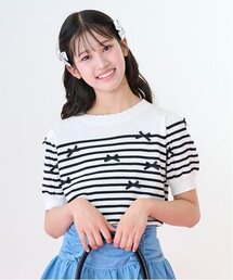 mezzo piano Junior | 【ニコ☆プチ掲載】ボーダー＆リボンニット(ニット/セーター)