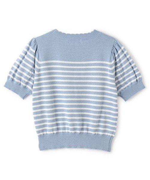 mezzo piano Junior（メゾピアノジュニア）の「【ニコ☆プチ掲載】ボーダー＆リボンニット（ニット/セーター・キッズ・ライトブルー/オフホワイト・M:150cm/L:160cm/S:140cm）」の6枚目の写真