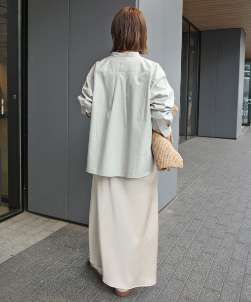 DANTON（ダントン）の「DANTON/ダントン バンドカラーシャツ #DTB0341（シャツ/ブラウス・レディース・ピンク/ライトグレー・FREE）」の13枚目の写真