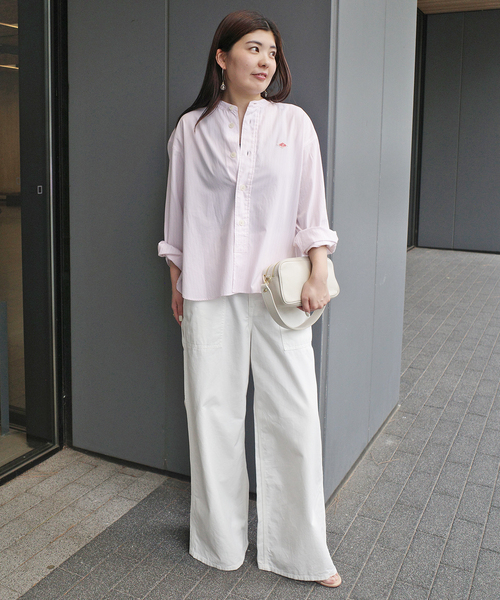 DANTON（ダントン）の「DANTON/ダントン バンドカラーシャツ #DTB0341（シャツ/ブラウス・レディース・ピンク/ライトグレー・FREE）」の9枚目の写真