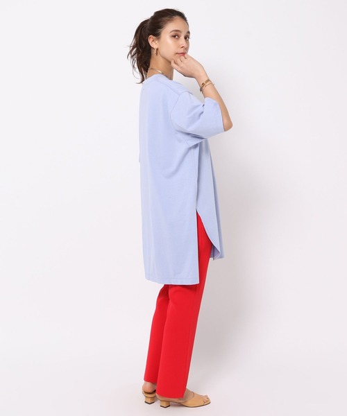 HEREIAM（ヘレイアム）の「【HEREIAM】チュニック丈が新鮮/オーバーロングTEE（Tシャツ/カットソー・レディース・ライトピンク/ライトブルー/ブラック/ホワイト・FREE）」の16枚目の写真