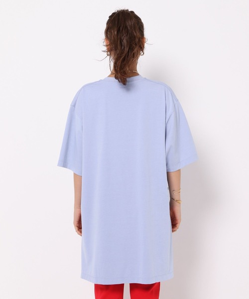 HEREIAM（ヘレイアム）の「【HEREIAM】チュニック丈が新鮮/オーバーロングTEE（Tシャツ/カットソー・レディース・ライトピンク/ライトブルー/ブラック/ホワイト・FREE）」の22枚目の写真